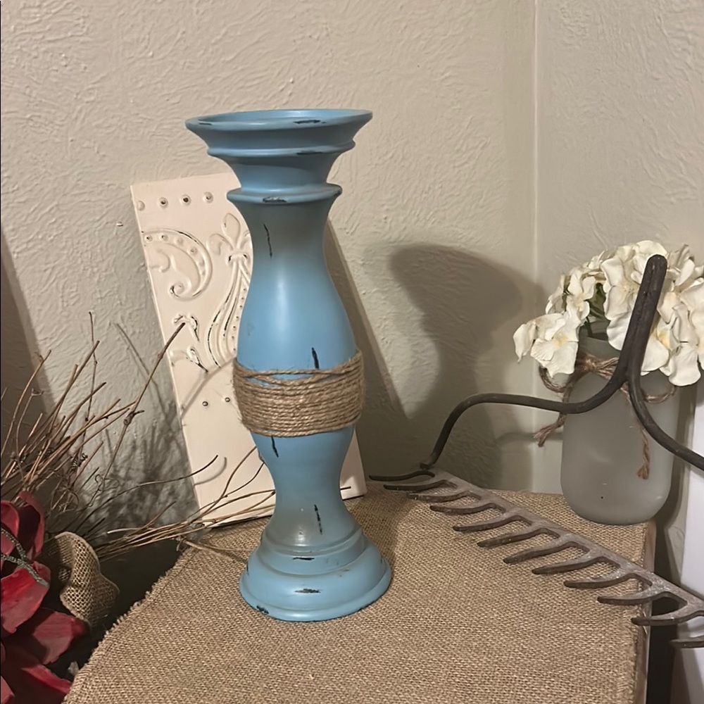 Rustic Blue Candle Holder - Picture 3 of 4